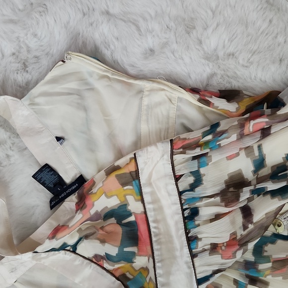 French Connection Abstract Silk Trimmed Empire Spring Dress - Picture 9 of 11